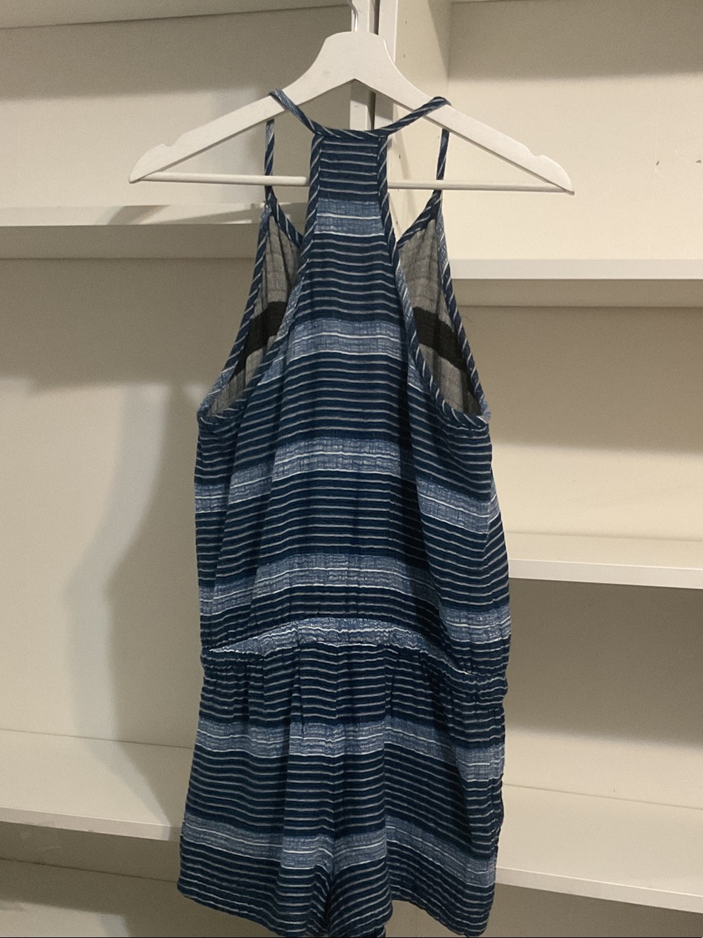 Lou & Grey Navy and White Striped Drawstring Romper - Picture 3 of 11